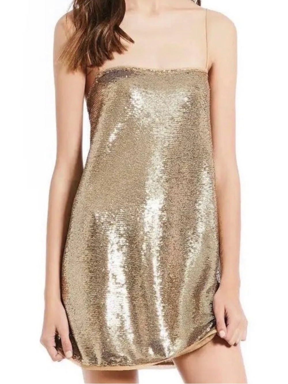 Free People Gold Sequin Mini Slip Dress